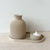 Conjunto Decorativo Wabi-Sabi Japonês – Vaso, Bandejas e Porta-Vela
